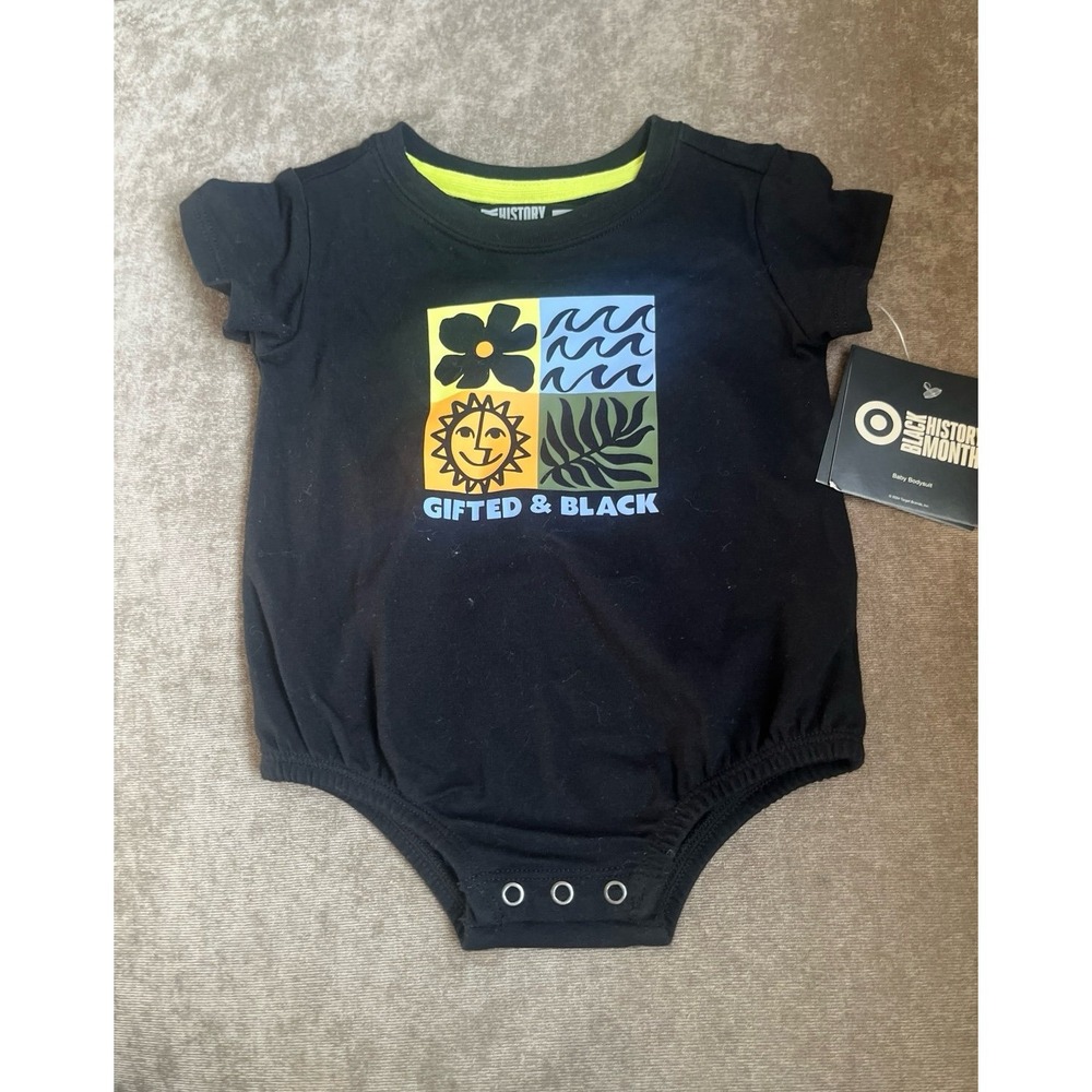 Target Black History Month Gifted & Black Baby Bodysuit Black Short Sleeve NWT